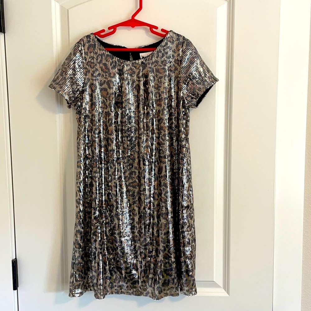 Emily West Leopard Print Sequined Dress